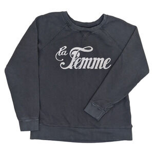 Anthropologie Sol Angeles La Femme Gray Crew neck Sweatshirt S